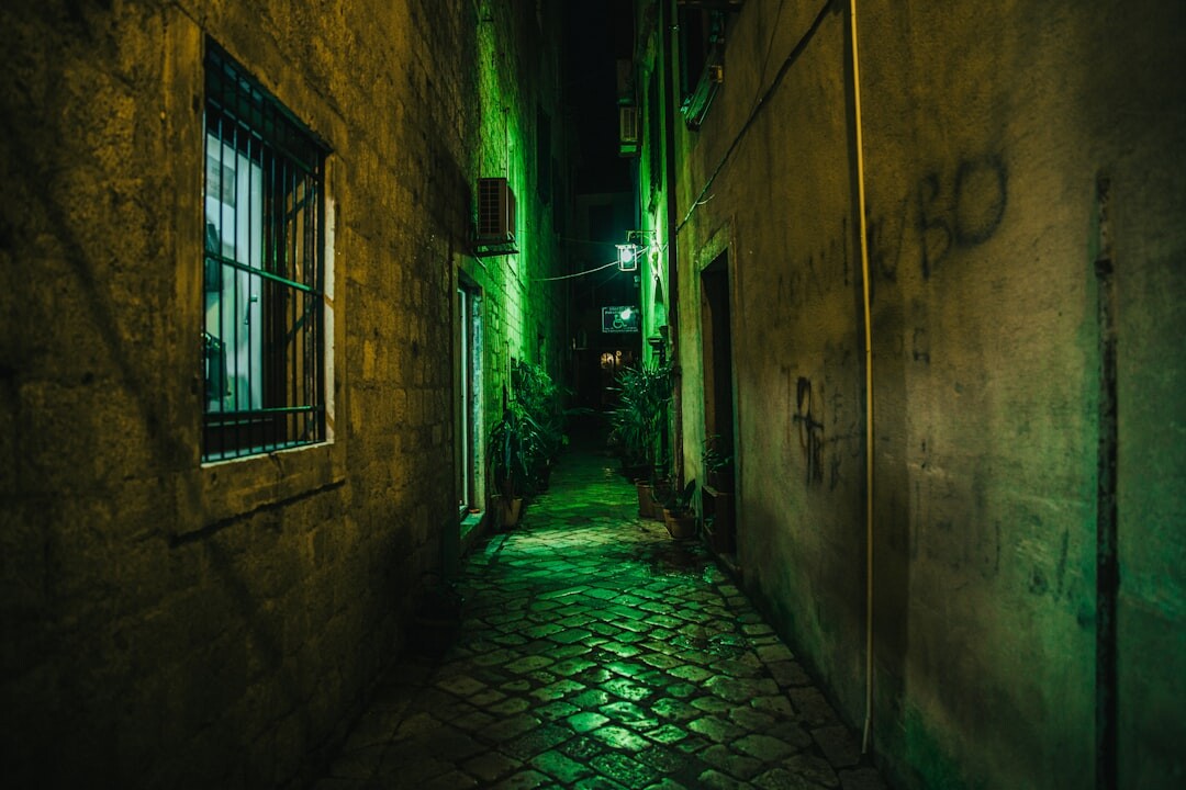 dark mystery alley at night